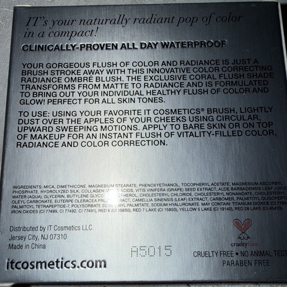 IT COSMETICS‎ • CC+ RADIANCE • OMBRE BLUSH • CORAL FLUSH • .38 oz • New With Box - Picture 4 of 4